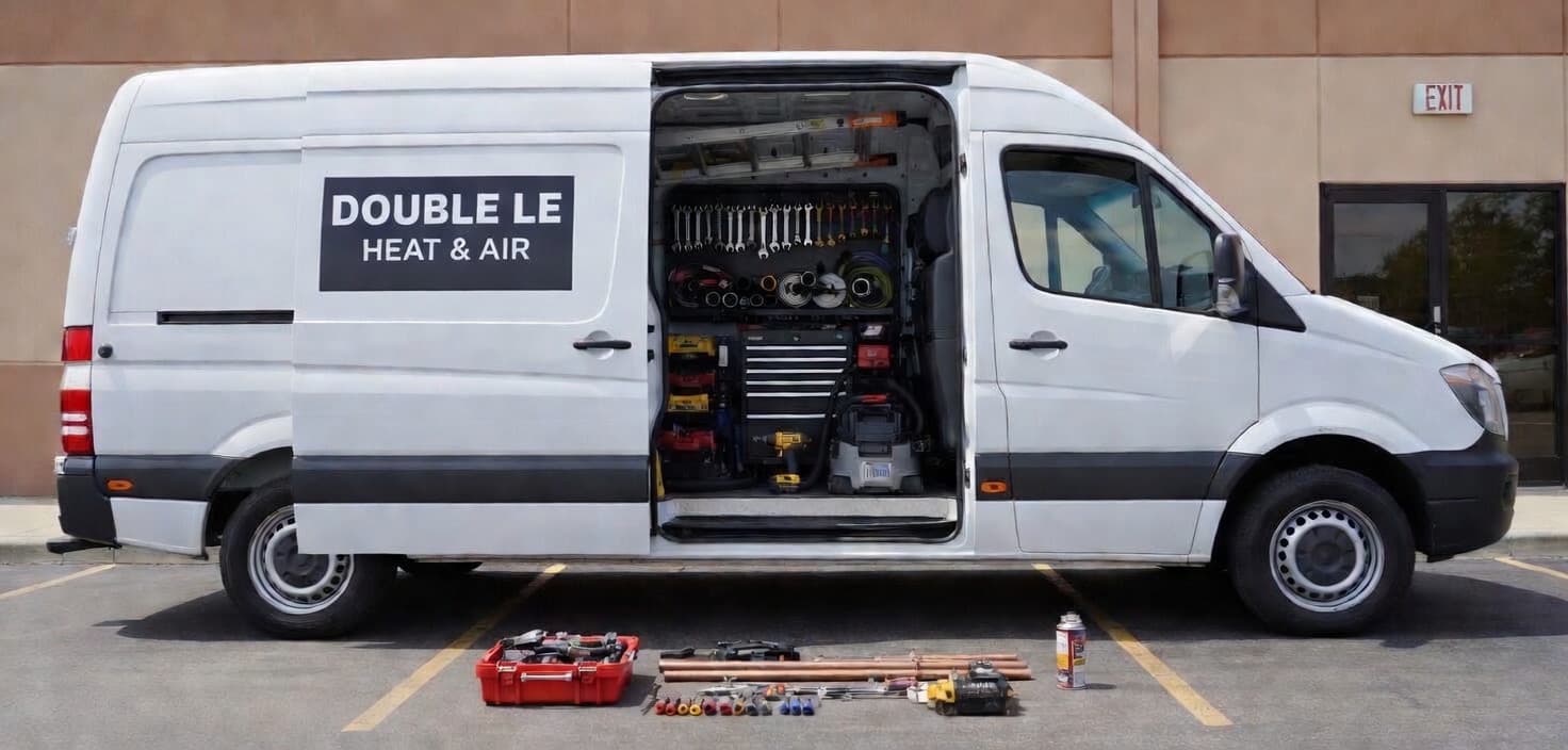 Double Le Heat & Air branded service van