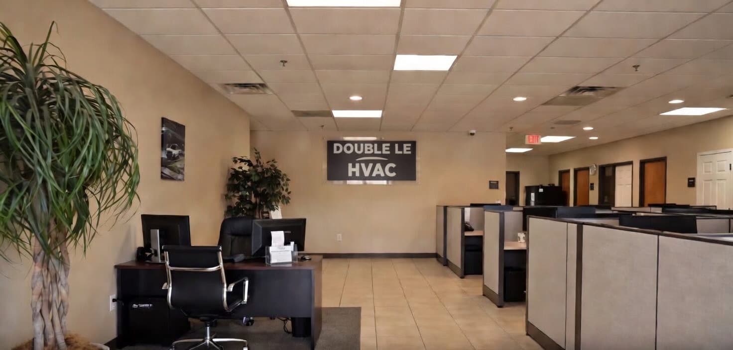 Double Le HVAC service van with tools